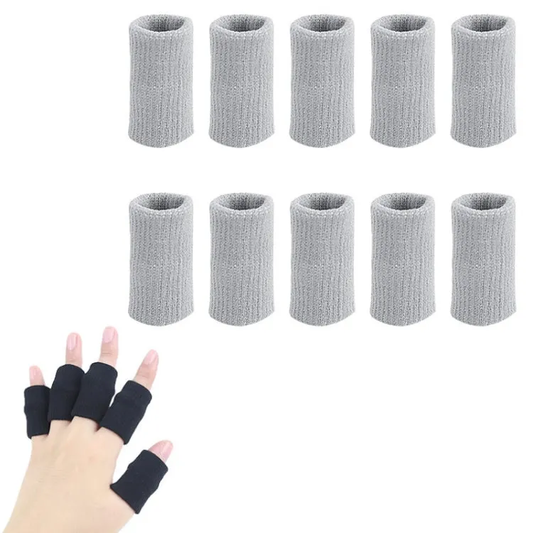 10pcs/set Basketball Riding Finger Sleeves Finger Joint Stretch Knit Sports Protectors, Color: Gray