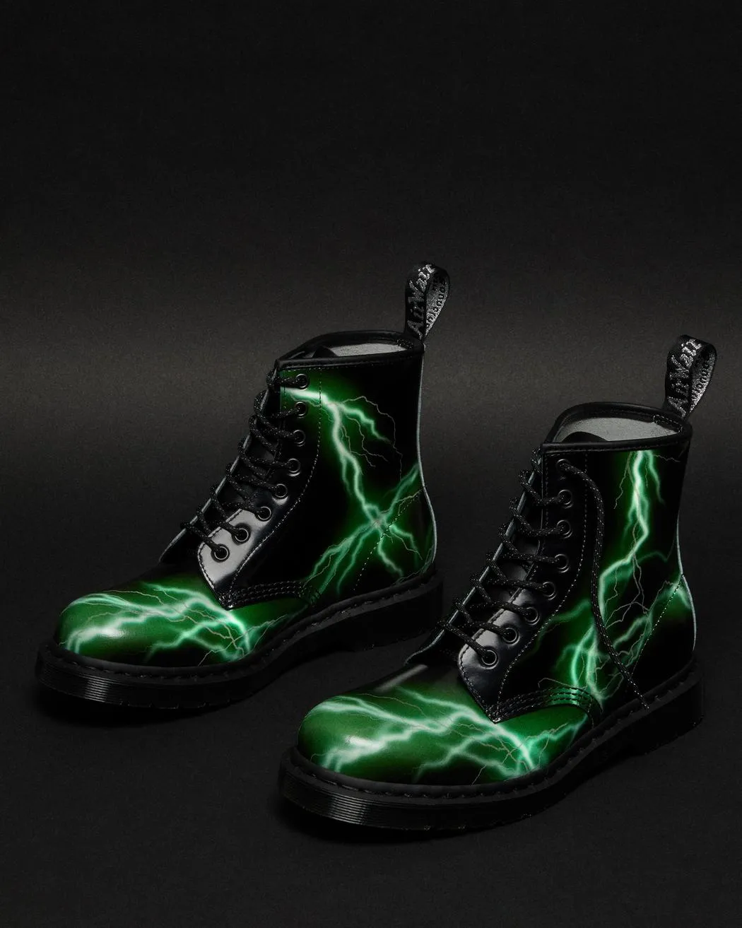 1460 Flash Black Green Smooth Leather Lace Up Boot