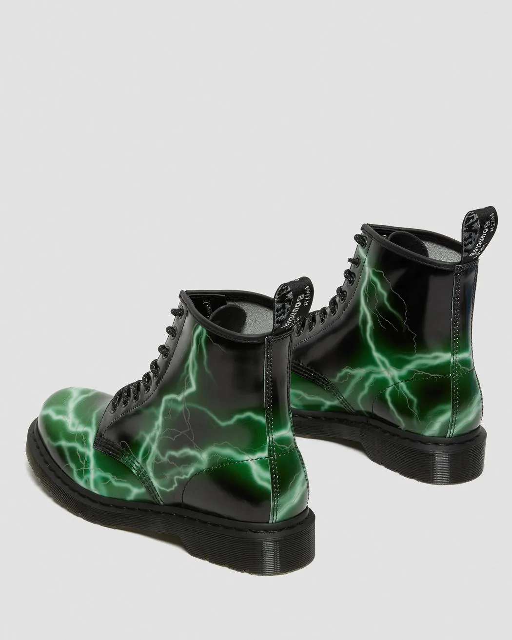 1460 Flash Black Green Smooth Leather Lace Up Boot