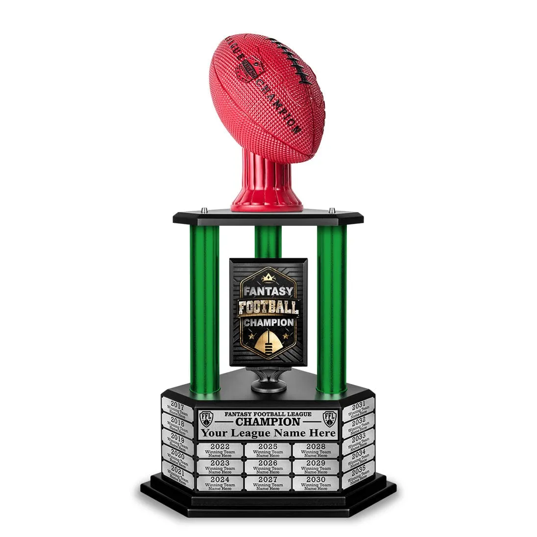 26”-36” Green Column Fantasy Football Perpetual Trophy