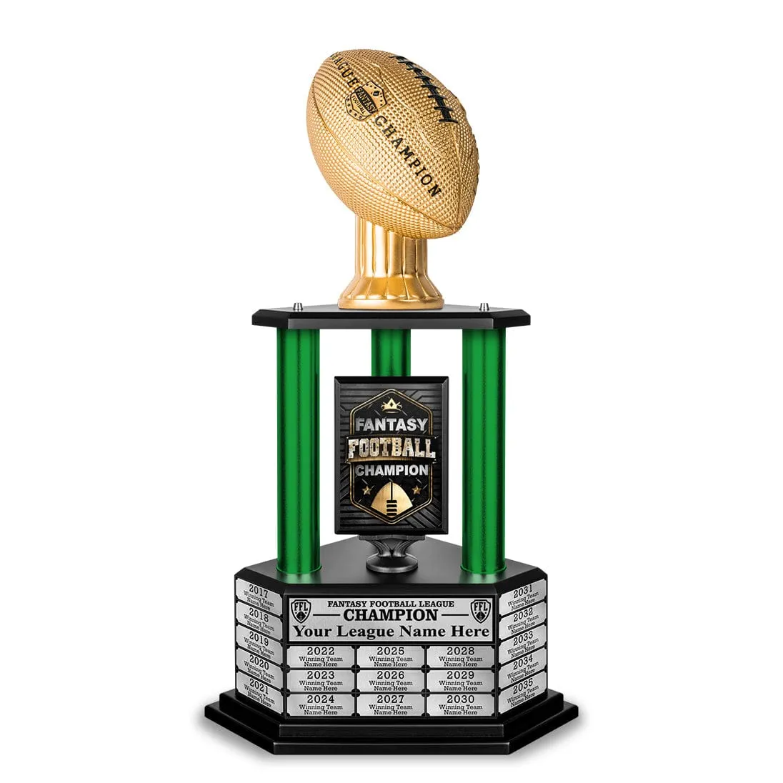 26”-36” Green Column Fantasy Football Perpetual Trophy