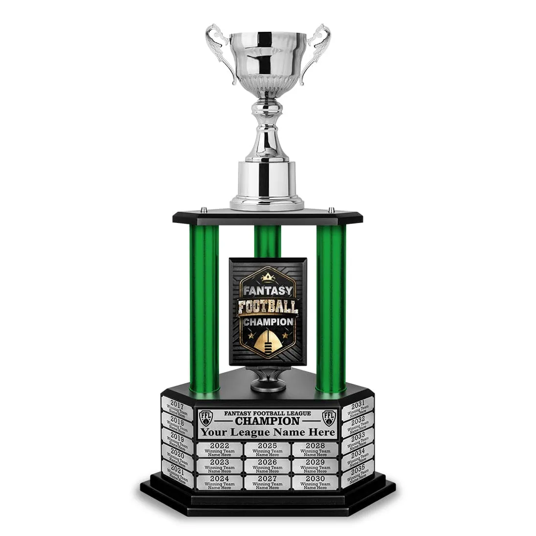 26”-36” Green Column Fantasy Football Perpetual Trophy