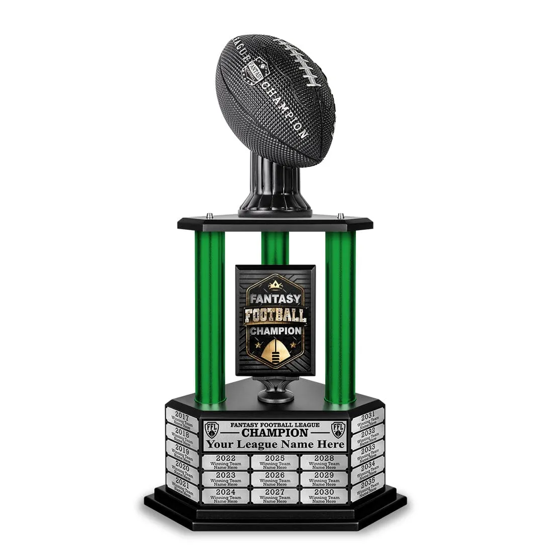 26”-36” Green Column Fantasy Football Perpetual Trophy