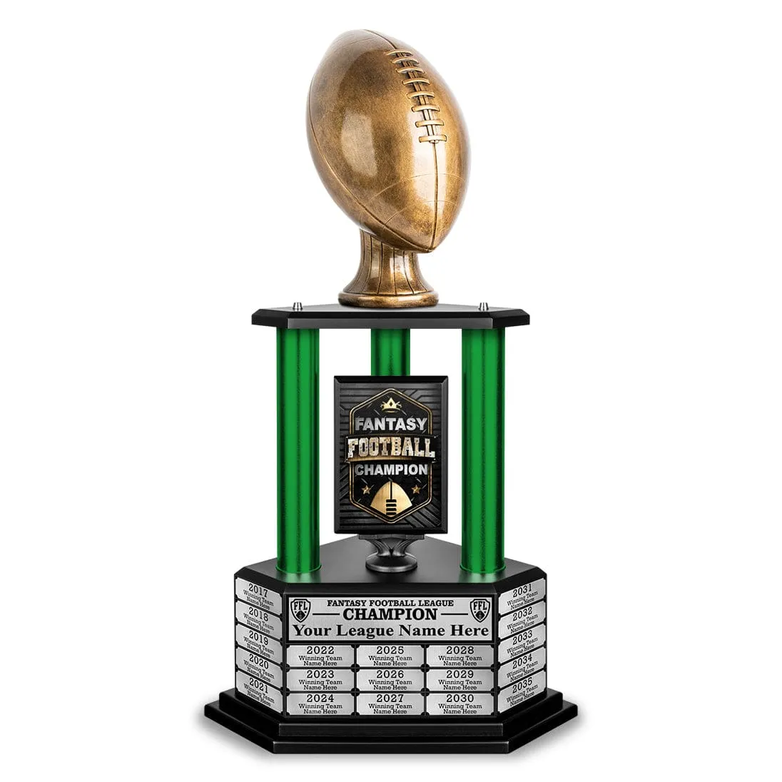 26”-36” Green Column Fantasy Football Perpetual Trophy