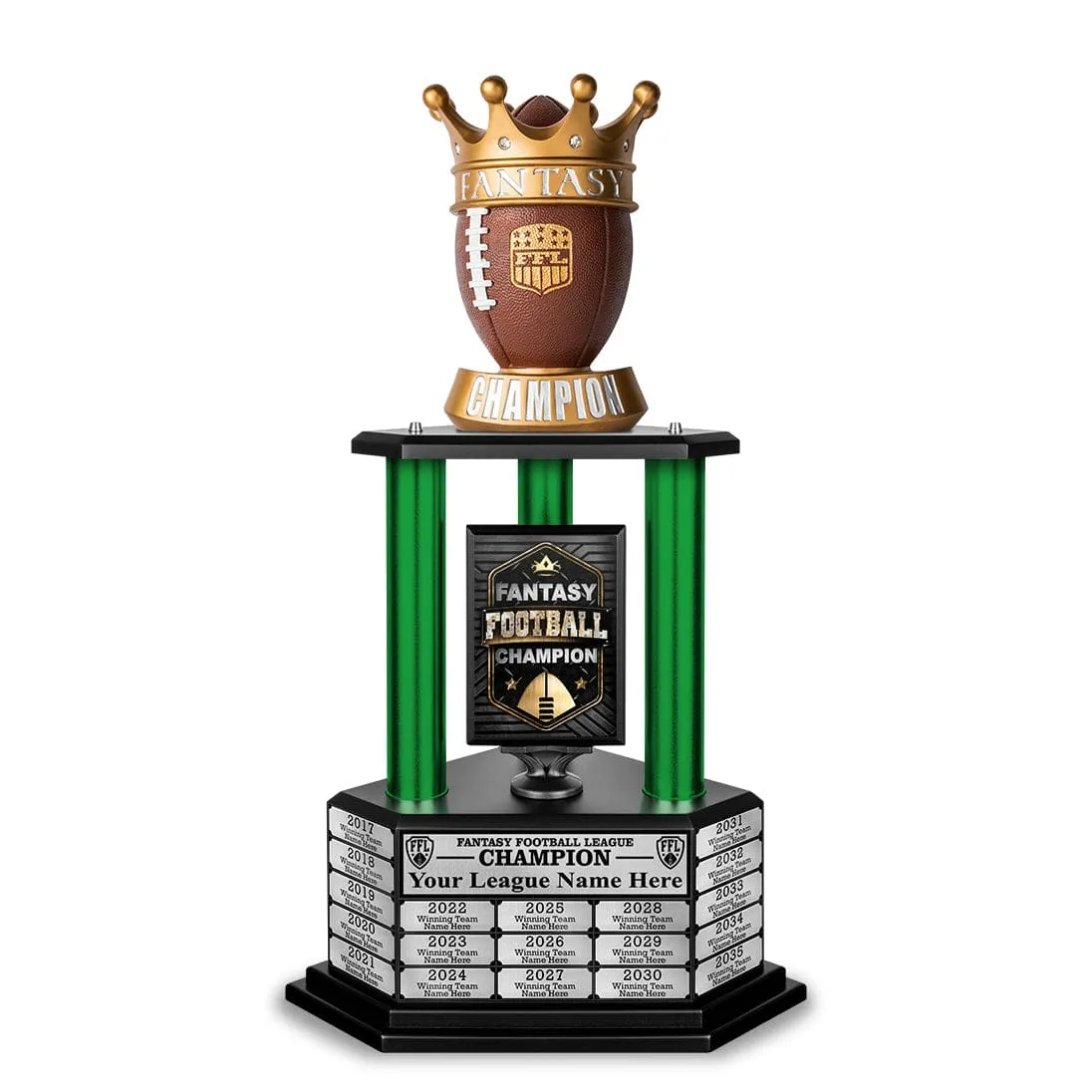 26”-36” Green Column Fantasy Football Perpetual Trophy