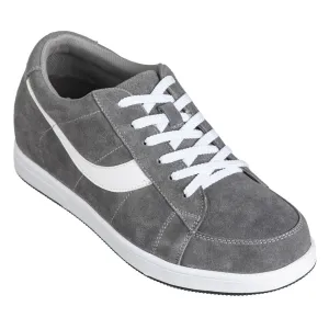 2.8-Inch TOTO Gray & White Suede Leather Sneakers - A1911