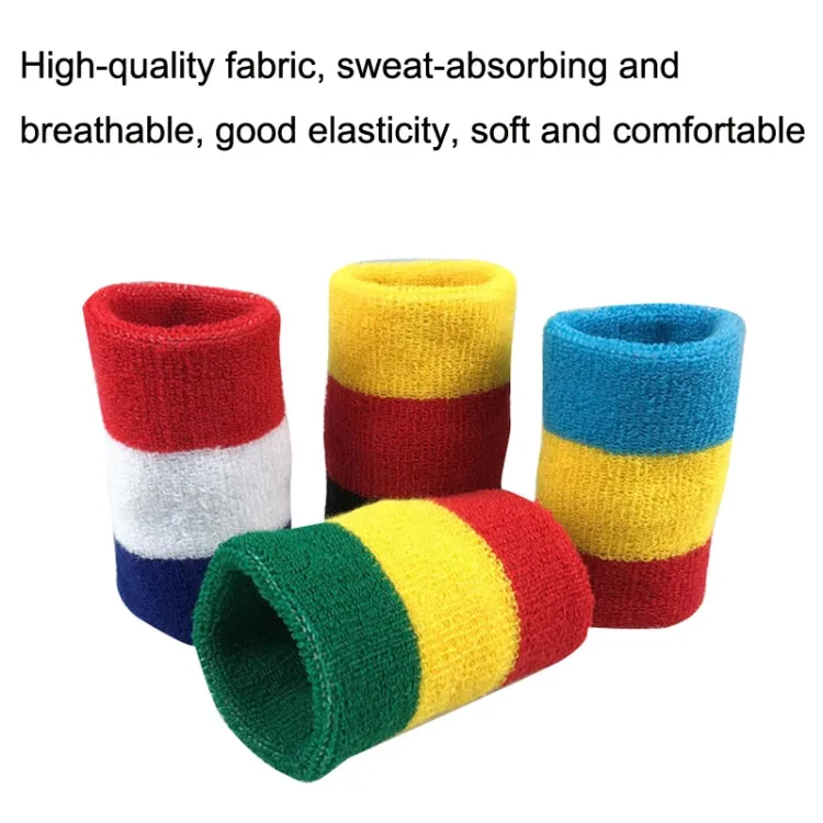 2PCS Basketball Badminton Tennis Running Fitness Towel Sweat-absorbent Sports Wrist(Black Red Yellow)