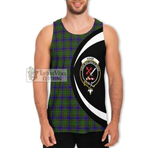 Adam Tartan Men's Tank Top with Family Crest Circle Style