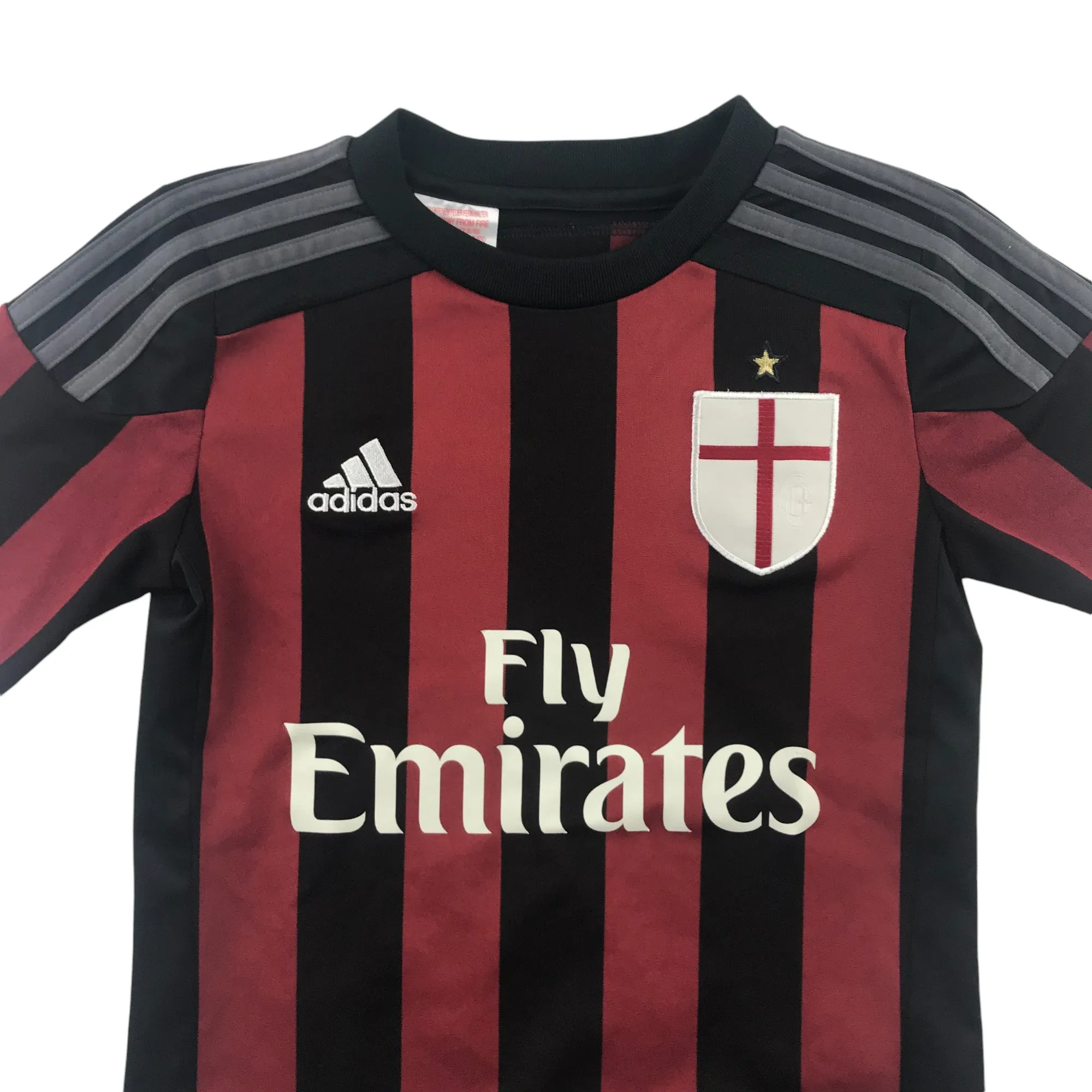 Adidas AC Milan football strip 7-8 years red and black stripy short sleeve