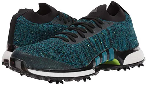 adidas Men's TOUR360 XT Primeknit Golf Shoe, core Black/Active Teal/Solar Slime, 10.5 Medium US