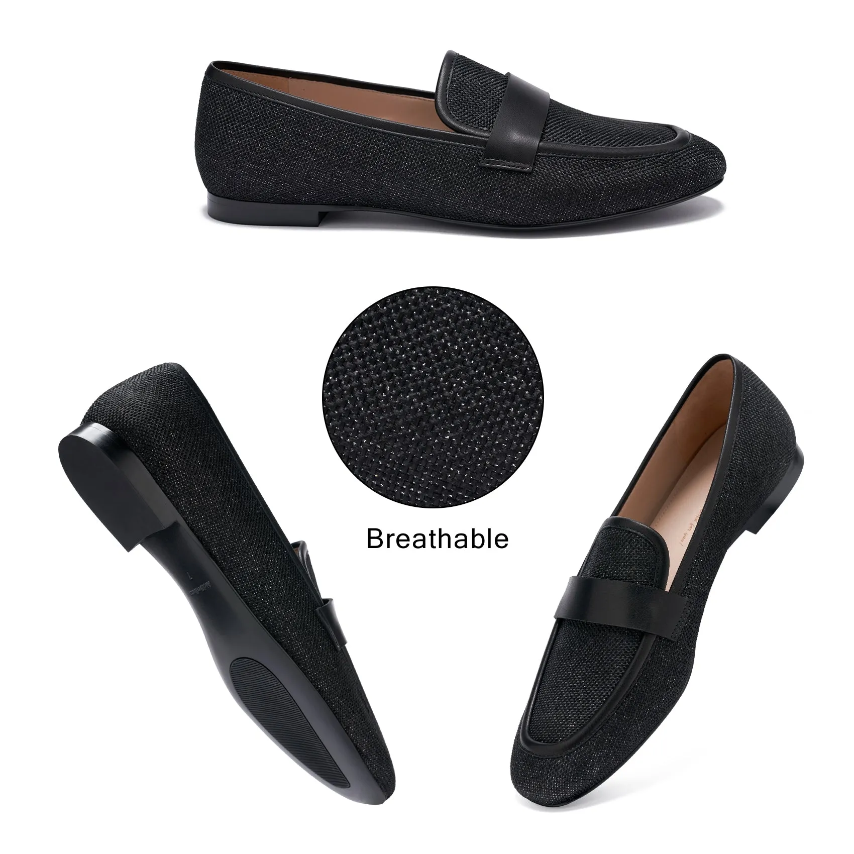 AiciBerllucci - Black -Tassel- Women's Loafer Shoes Casual Leather Flat Shoes for Women Ladies