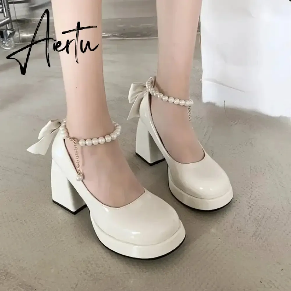 Aiertu Women's Shoes  New Fashion Pu Leather Women's High Heels Party Wedding Shoes