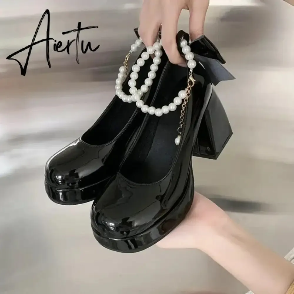 Aiertu Women's Shoes  New Fashion Pu Leather Women's High Heels Party Wedding Shoes