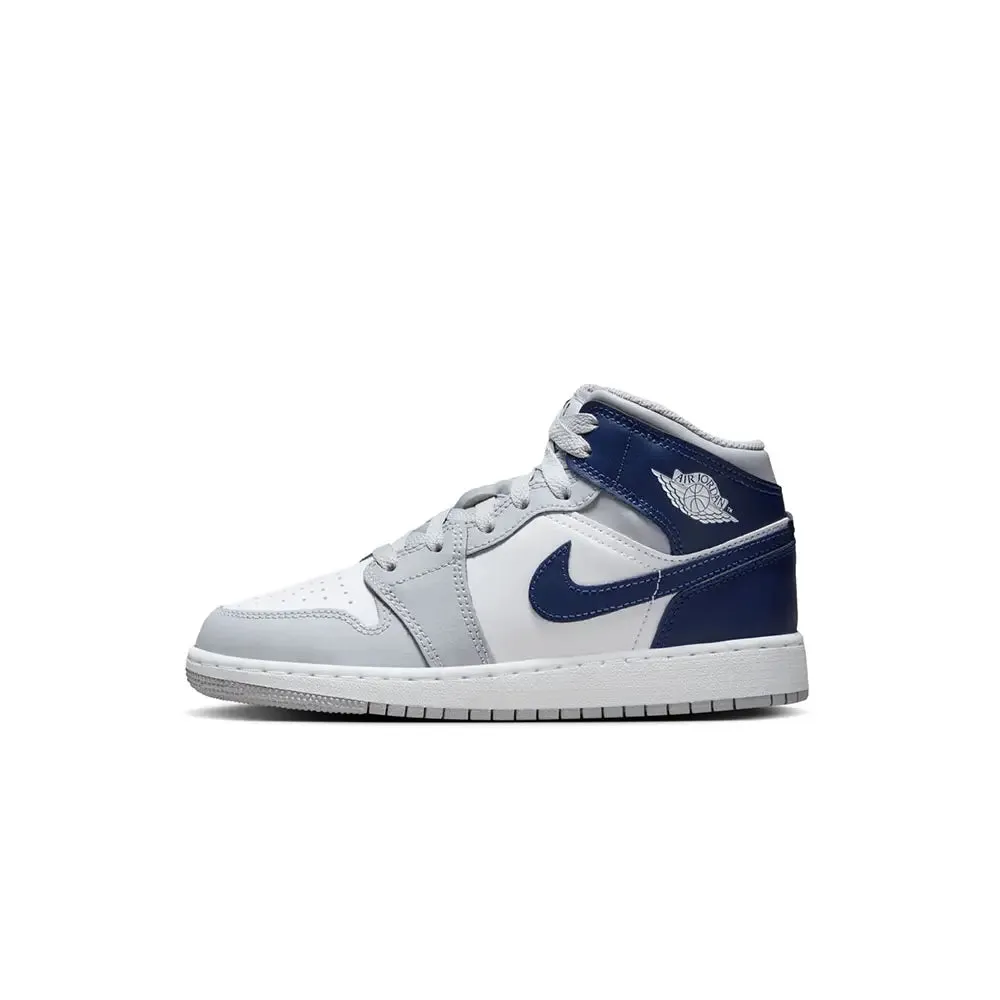 Air Jordan 1 Mid Wolf Grey Blue Navy (Gs)