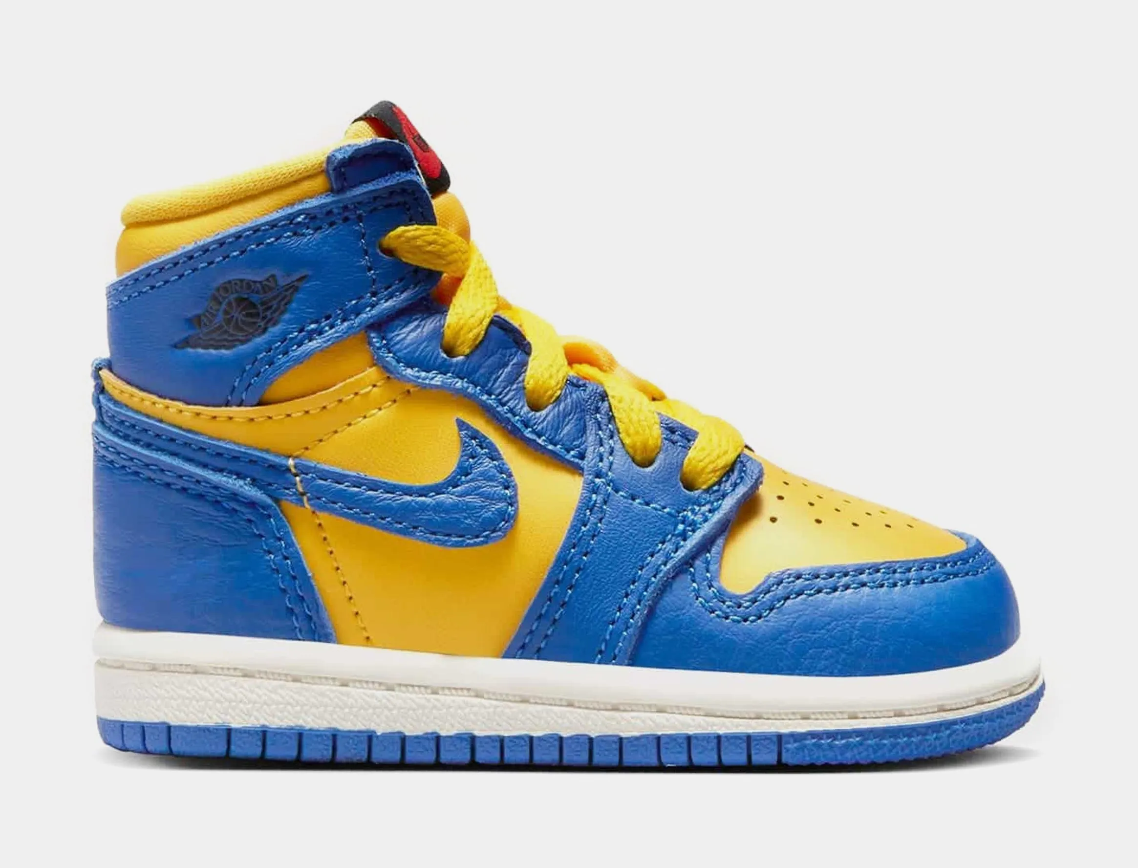 Air Jordan 1 Retro High OG Reverse Laney Infant Toddler Lifestyle Shoes (Blue/Yellow) Free Shipping