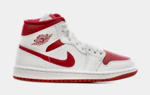 Air Jordan 1 Retro Mid Red Toe Womens Lifestyle Shoe (White/Red)