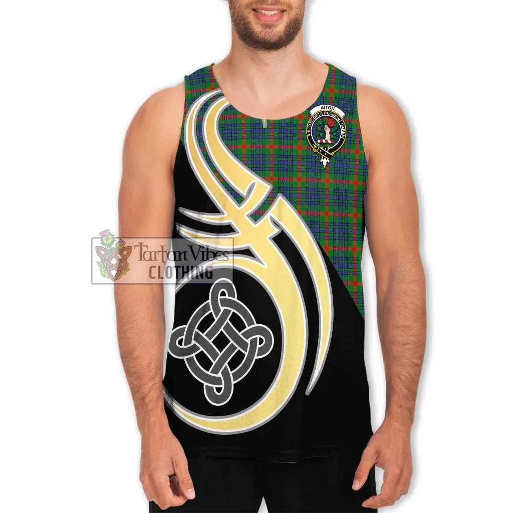 Aiton Tartan Men's Tank Top with Family Crest and Celtic Symbol Style