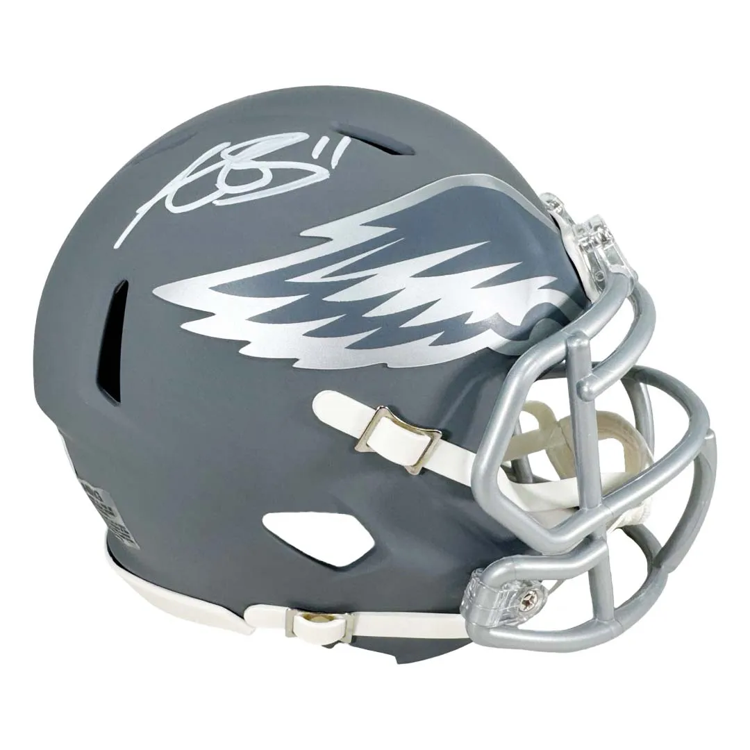 AJ Brown Signed Philadelphia Eagles Slate Alternate Speed Mini Football Helmet (Beckett)