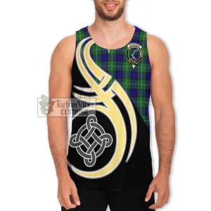 Alexander Tartan Men's Tank Top with Family Crest and Celtic Symbol Style