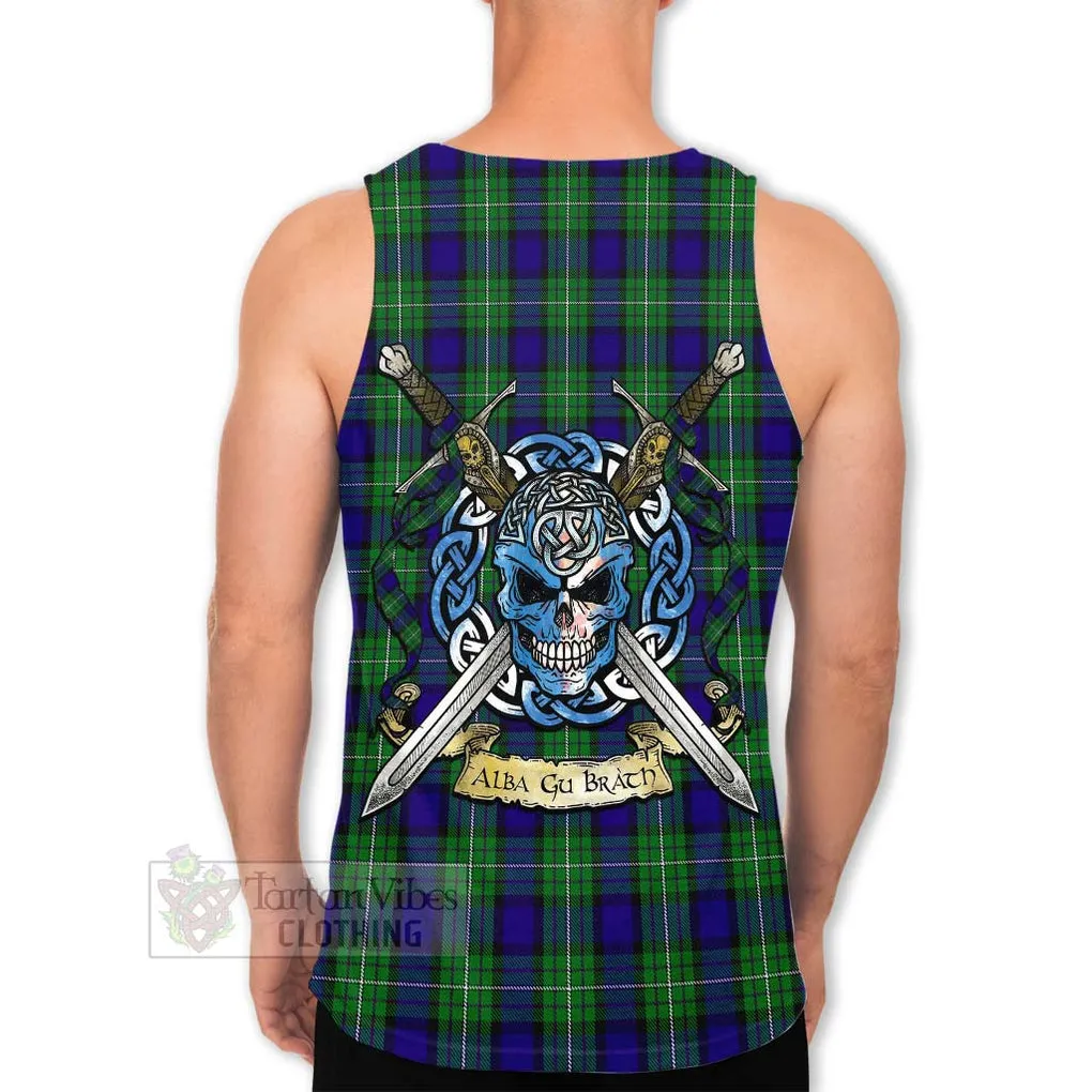 Alexander Tartan Men's Tank Top with Family Crest Celtic Skull Style