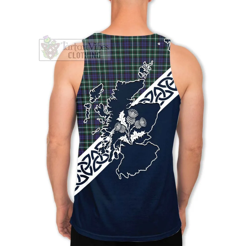 Allardice Tartan Men's Tank Top Featuring Thistle and Scotland Map