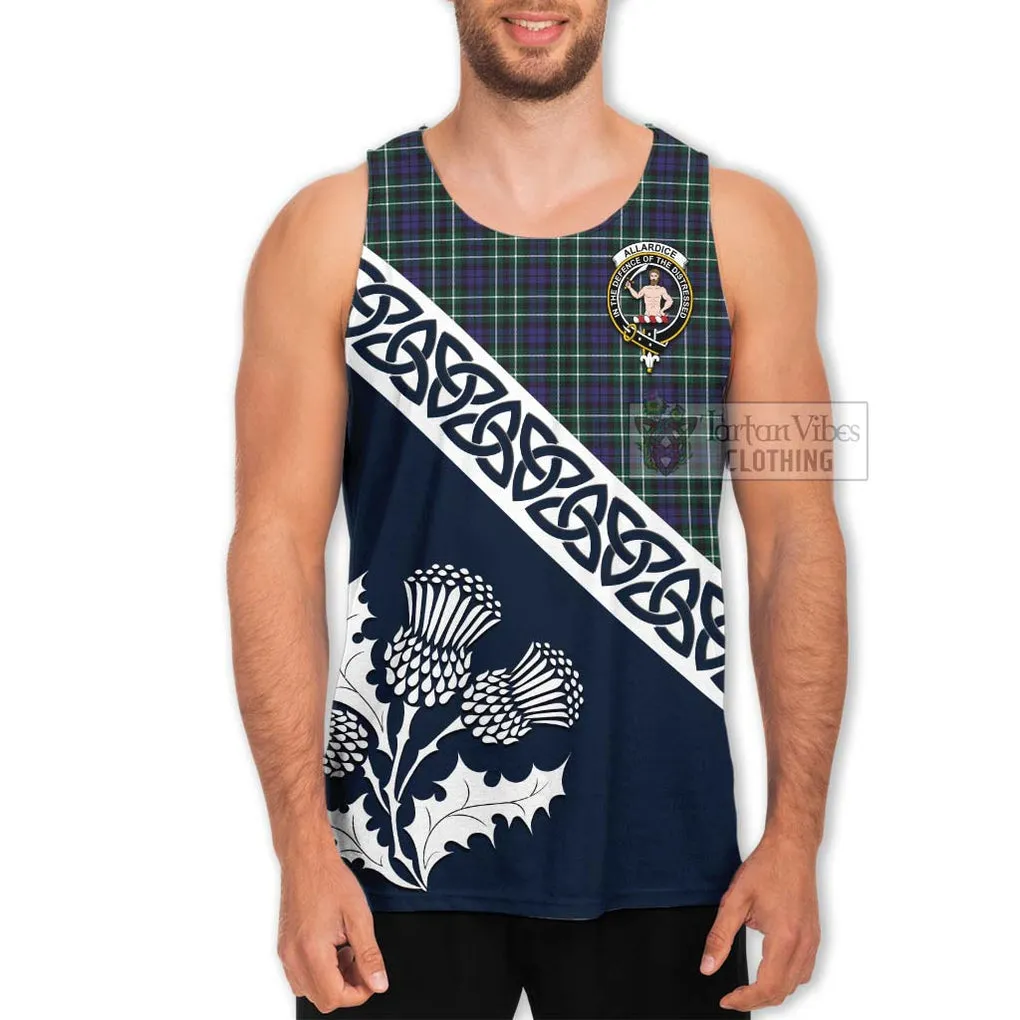 Allardice Tartan Men's Tank Top Featuring Thistle and Scotland Map