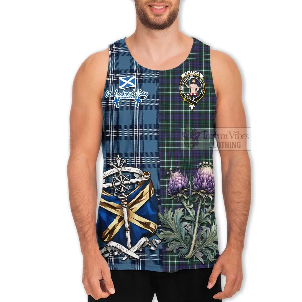 Allardice Tartan Men's Tank Top Happy St. Andrew's Day Half Tartan Style