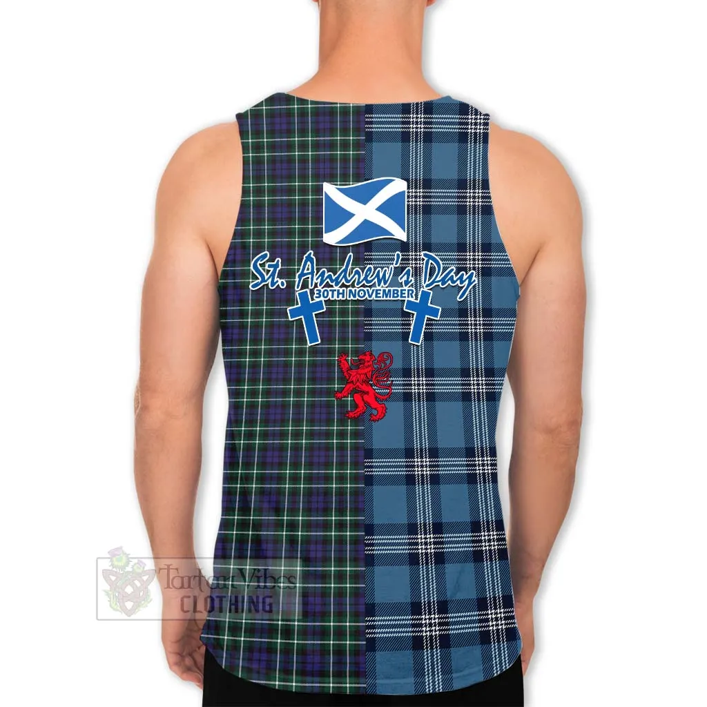 Allardice Tartan Men's Tank Top Happy St. Andrew's Day Half Tartan Style