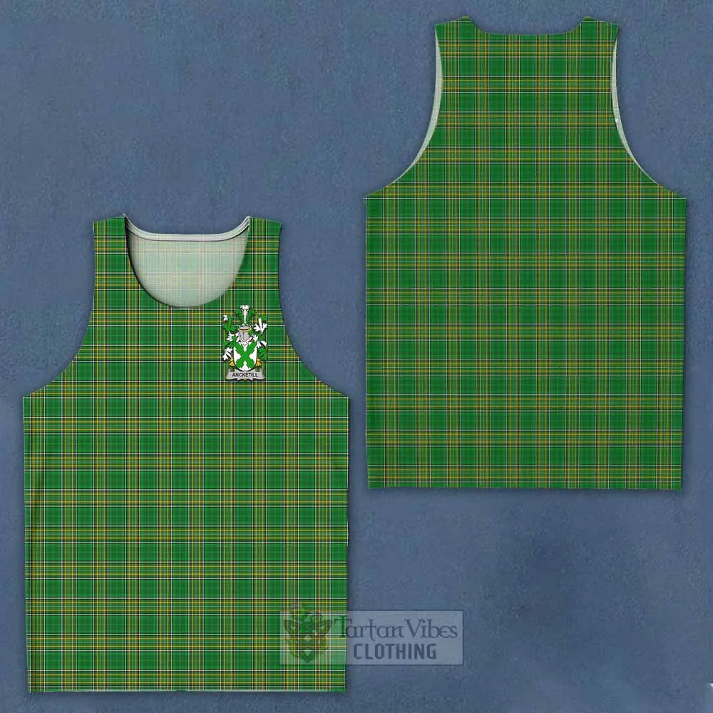 Ancketill Irish Clan Tartan Men's Tank Top with Coat of Arms