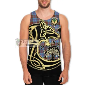 Anderson Modern Tartan Men's Tank Top with Family Crest Celtic Wolf Style