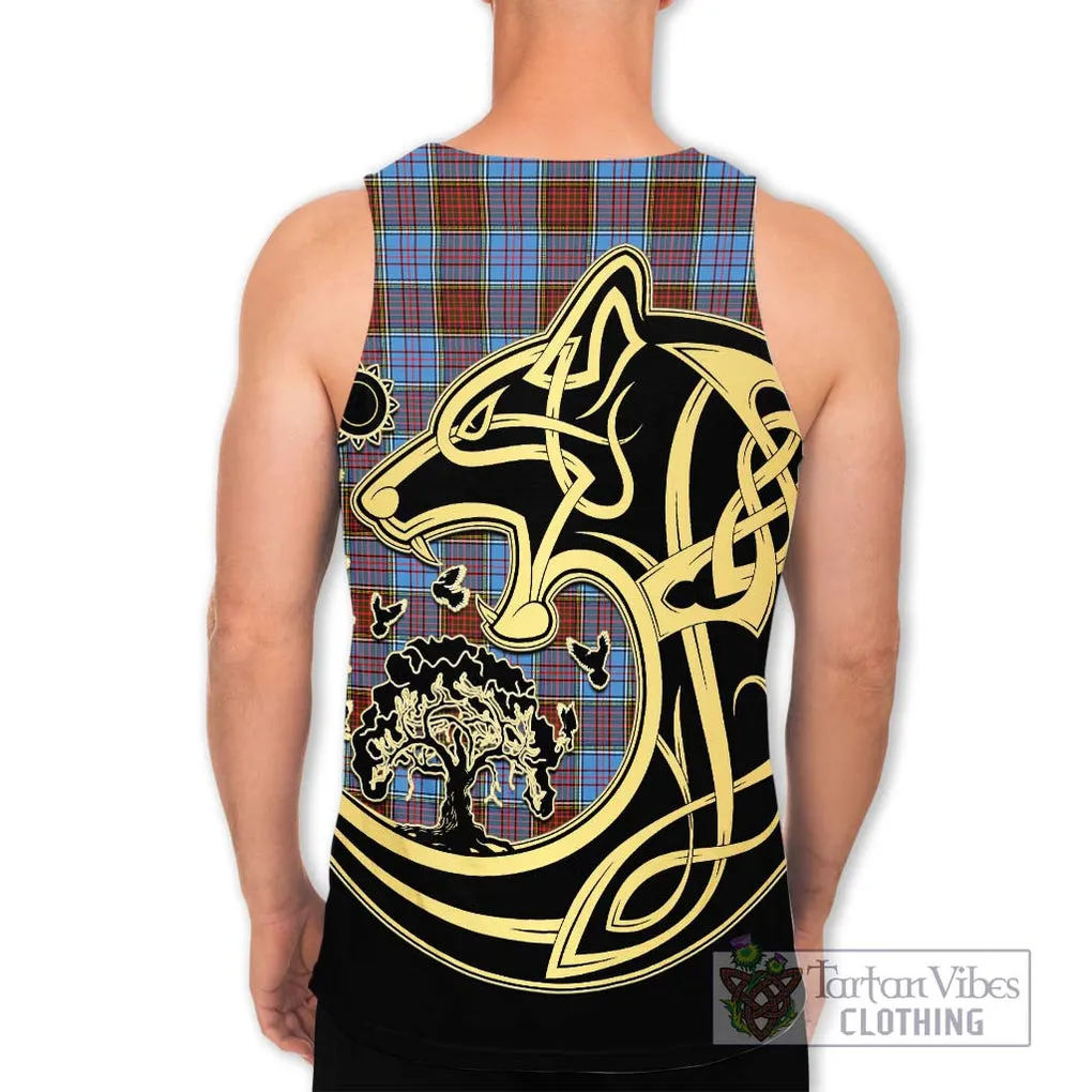 Anderson Modern Tartan Men's Tank Top with Family Crest Celtic Wolf Style