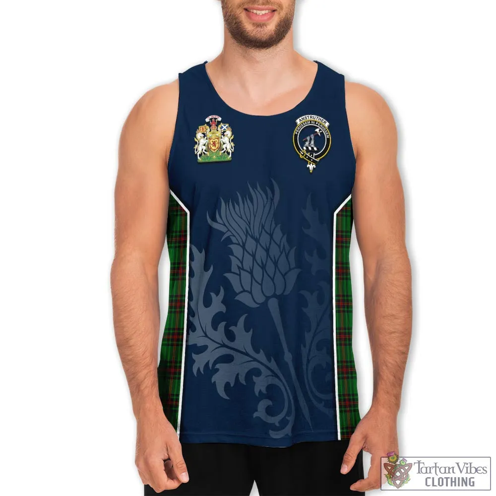 Anstruther Tartan Men's Tanks Top with Family Crest and Scottish Thistle Vibes Sport Style