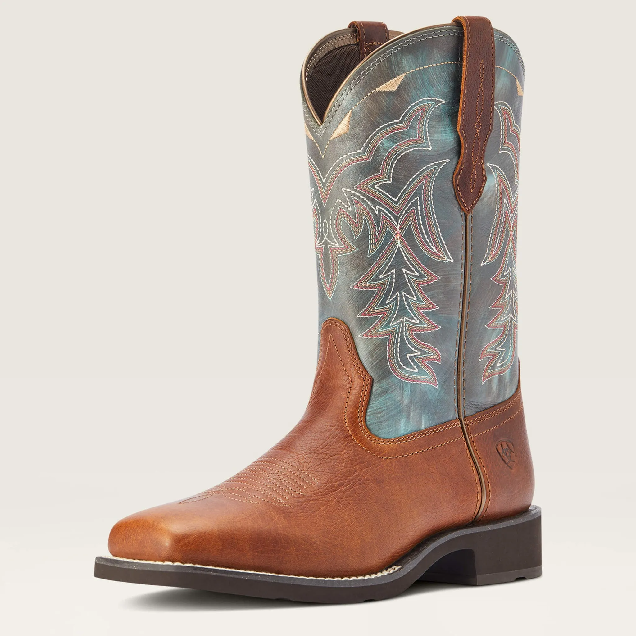 Ariat Women's Delilah Brown and Teal Square Toe Boots