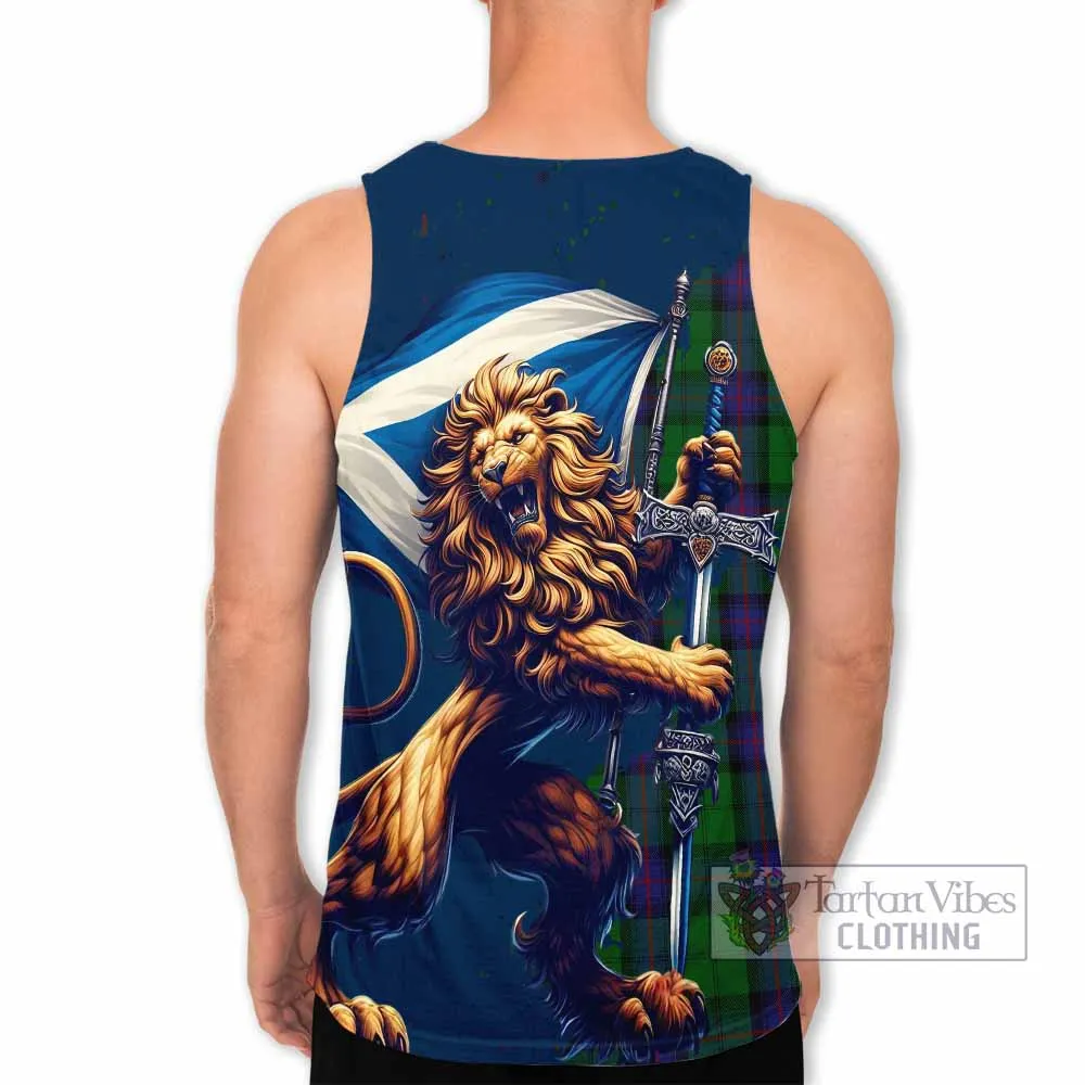 Armstrong Tartan Family Crest Men's Tank Top with Scottish Majestic Lion