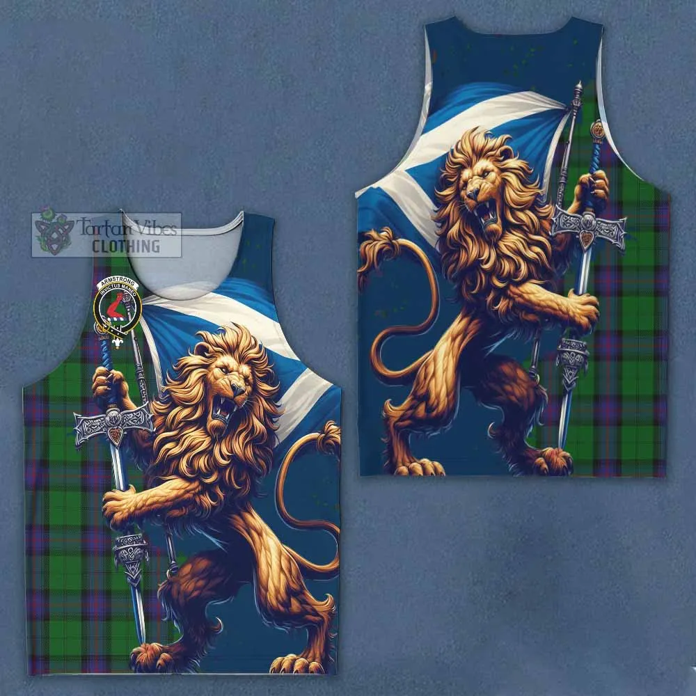 Armstrong Tartan Family Crest Men's Tank Top with Scottish Majestic Lion