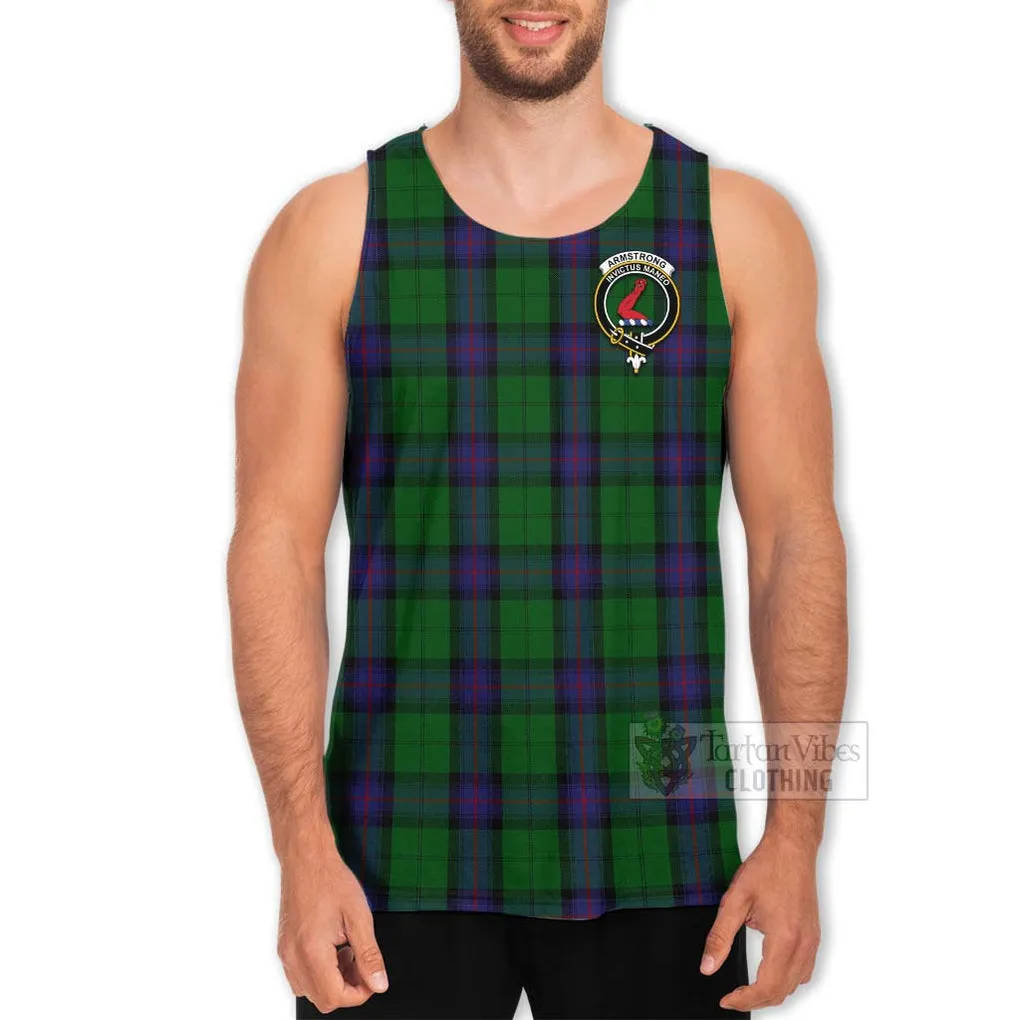 Armstrong Tartan Men's Tank Top with Family Crest Celtic Skull Style