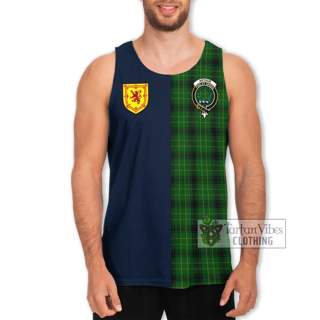 Arthur Highland Tartan Men's Tank Top Alba with Scottish Lion Royal Arm Half Style