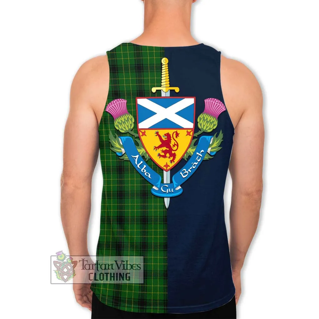 Arthur Highland Tartan Men's Tank Top Alba with Scottish Lion Royal Arm Half Style