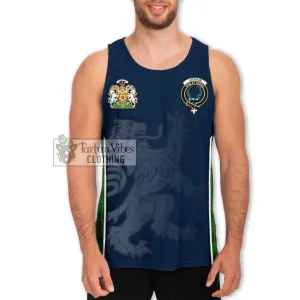 Arthur Highland Tartan Men's Tank Top with Family Crest and Lion Rampant Vibes Sport Style