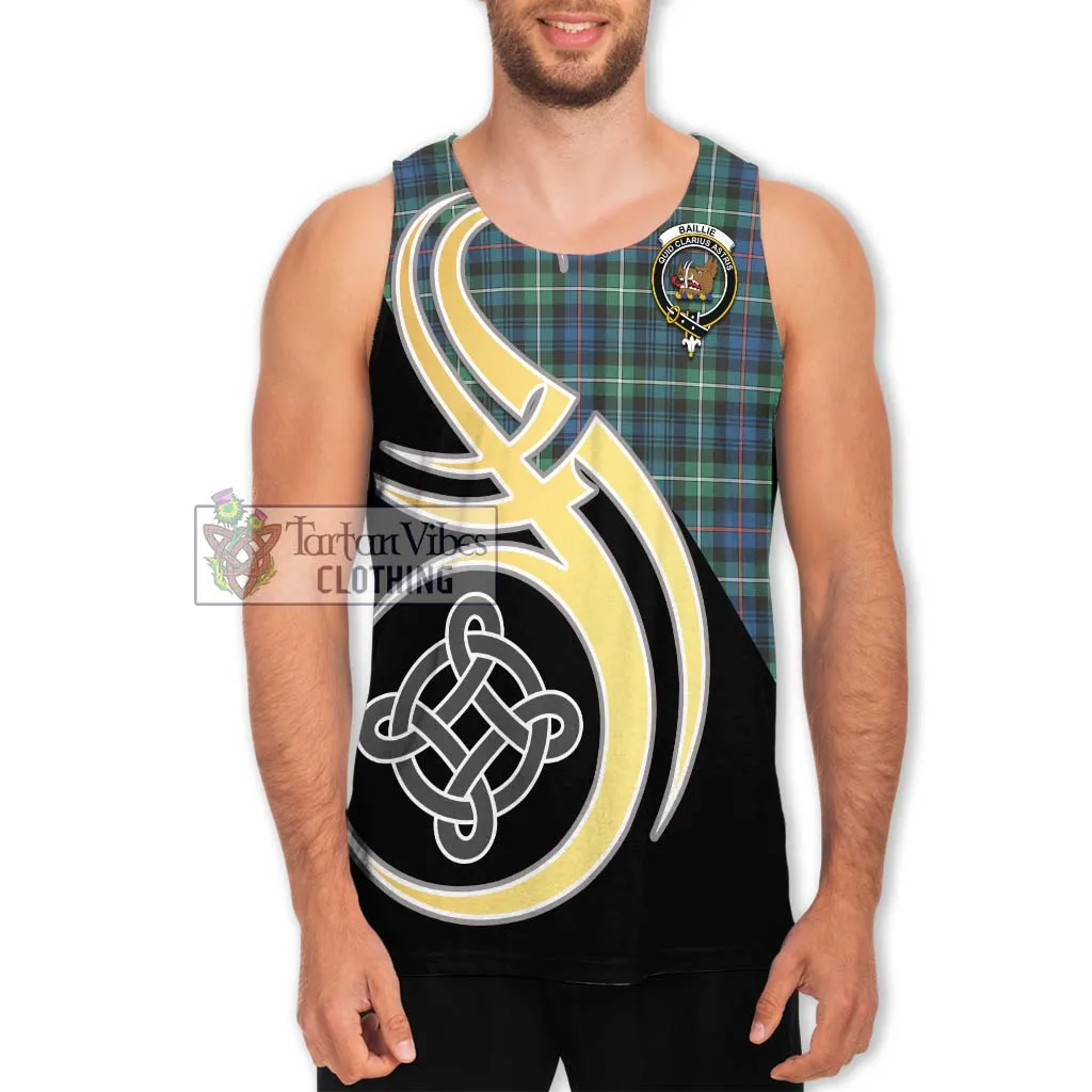 Baillie Ancient Tartan Men's Tank Top with Family Crest and Celtic Symbol Style