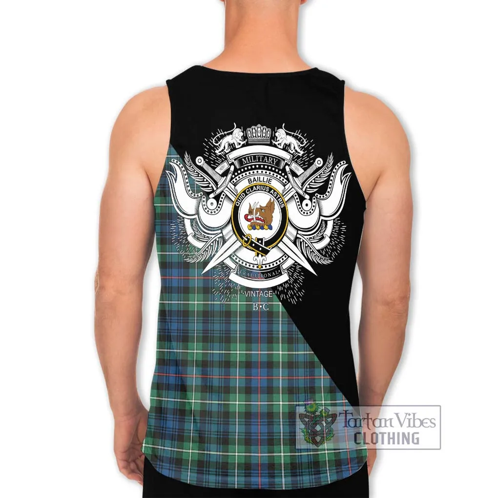 Baillie Ancient Tartan Men's Tank Top with Family Crest and Military Logo Style