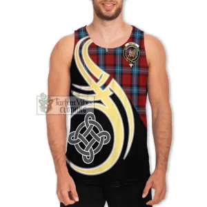 Baillie of Polkemmet Red Tartan Men's Tank Top with Family Crest and Celtic Symbol Style