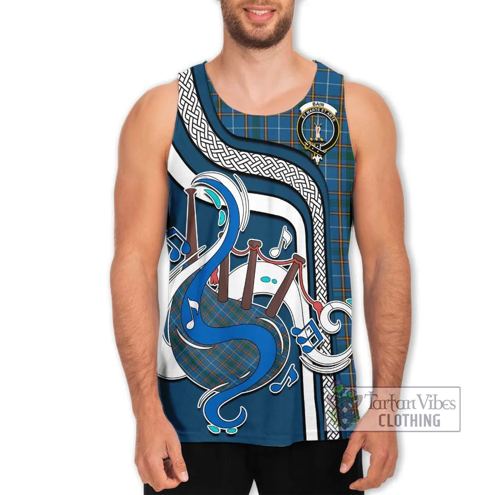 Bain Tartan Men's Tank Top with Epic Bagpipe Style