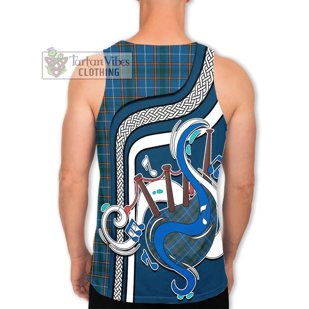 Bain Tartan Men's Tank Top with Epic Bagpipe Style