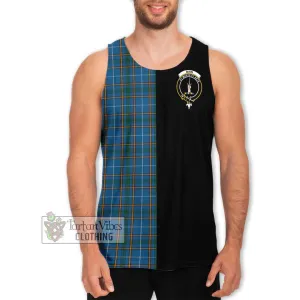 Bain Tartan Men's Tank Top with Family Crest and Half Of Me Style