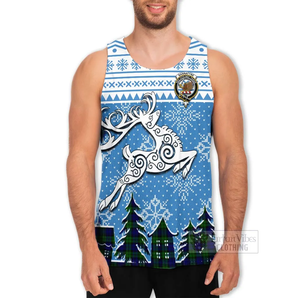 Bannatyne Clan Christmas Men's Tank Top Celtic Reindeer Style