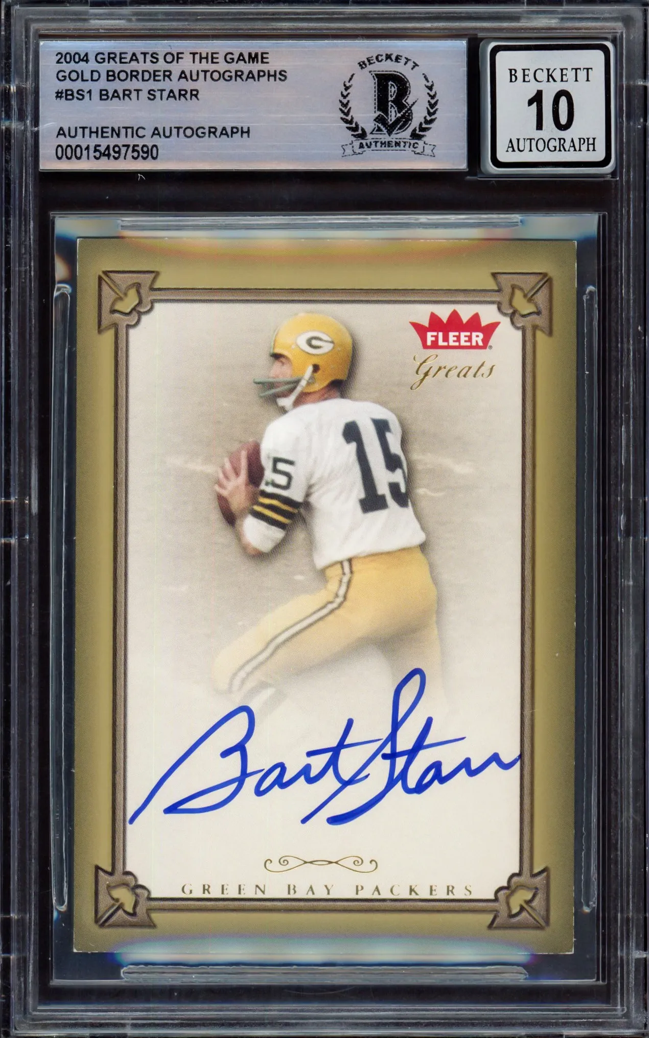 Bart Starr Autographed 2004 Fleer Greats of the Game Autograph Card #GBA-BS Green Bay Packers Auto Grade Gem Mint 10 Beckett BAS #15497590