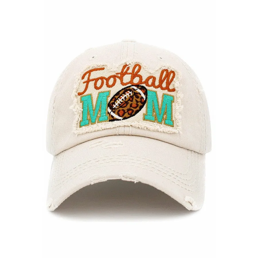 BASEBALL CAP: Ivory Football Mom Washed Vintage Cap