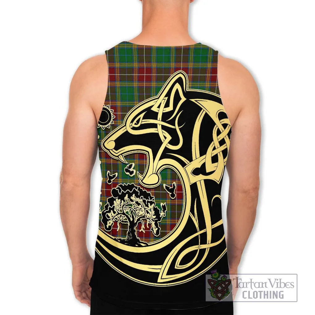 Baxter Tartan Men's Tank Top with Family Crest Celtic Wolf Style