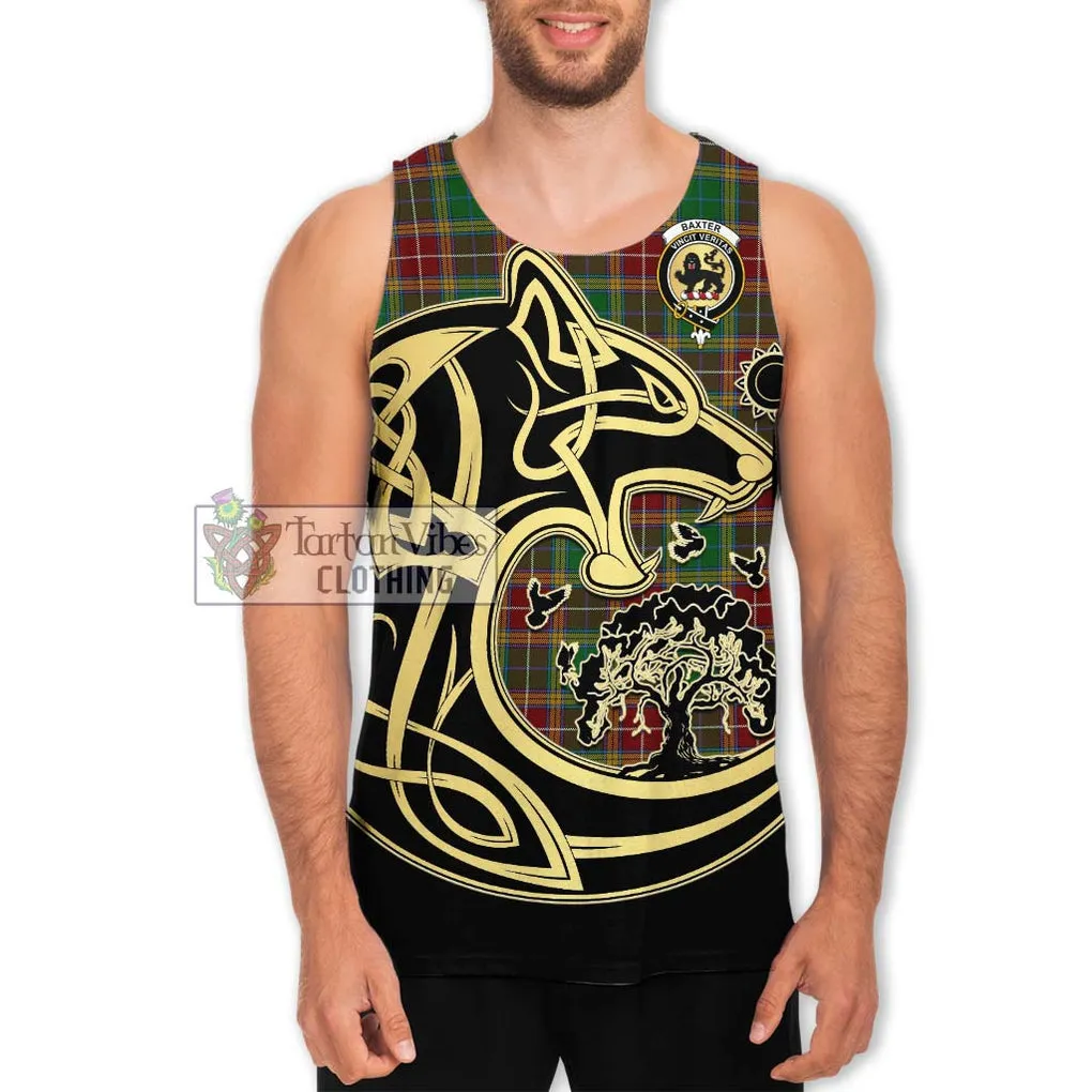 Baxter Tartan Men's Tank Top with Family Crest Celtic Wolf Style